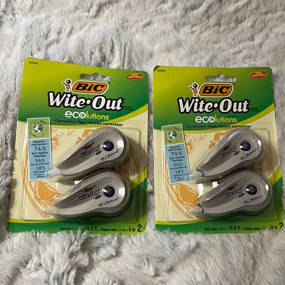 BIC Wite-Out Brand ECOlutions Mini Correction Tape, White, 2-Count..Set Of 2 - Picture 1 of 4